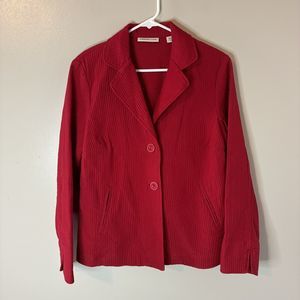 Coldwater Creek Silk Blend Blazer Barn Jacket Red Quilted Size 14